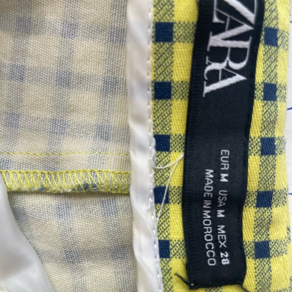 Zara Yellow / Black Check Ruffle High Rise Shorts - Picture 10 of 10